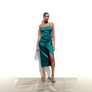 ZARA NEW‼️ LINGERIE STYLE DRESS 8741/899 in Green